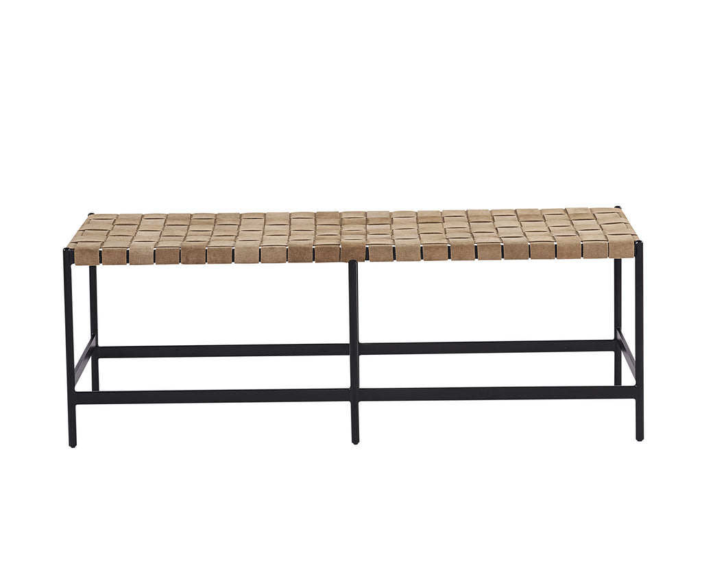 Omari Bench - Suede Light Tan Leather