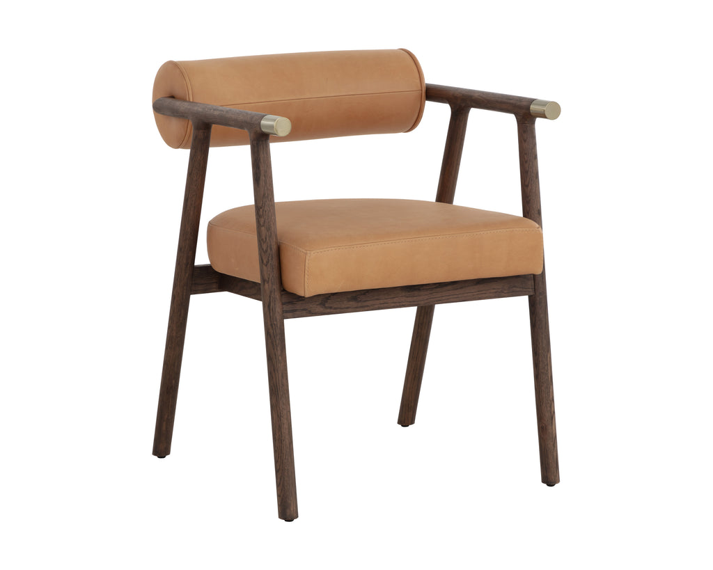 Sova Dining Armchair - Antique Brown - Sahara Camel Leather