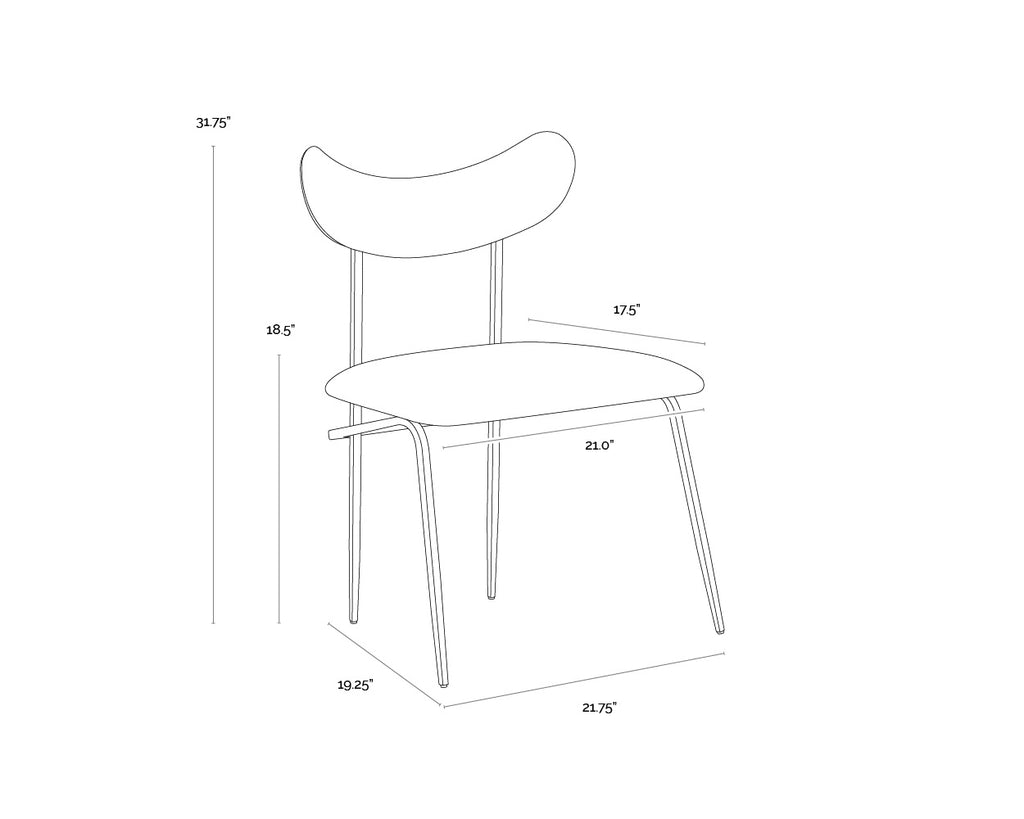 Gibbons Dining Chair - Antique Brass - Charcoal Black Leather