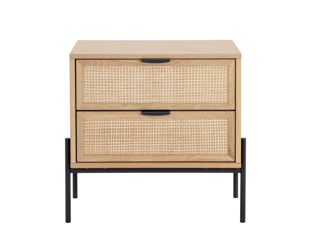 Avida Nightstand - Black - Rustic Oak/Natural