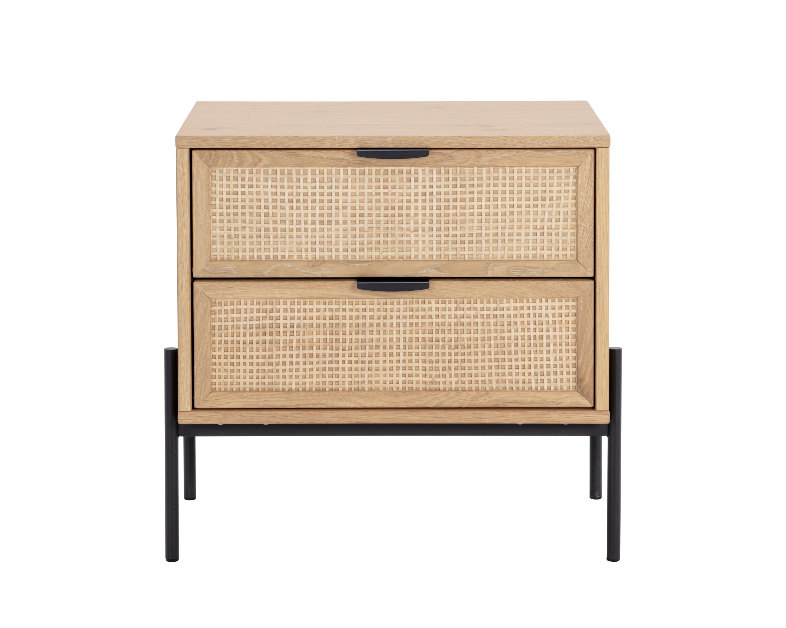 Avida Nightstand - Black - Rustic Oak/Natural
