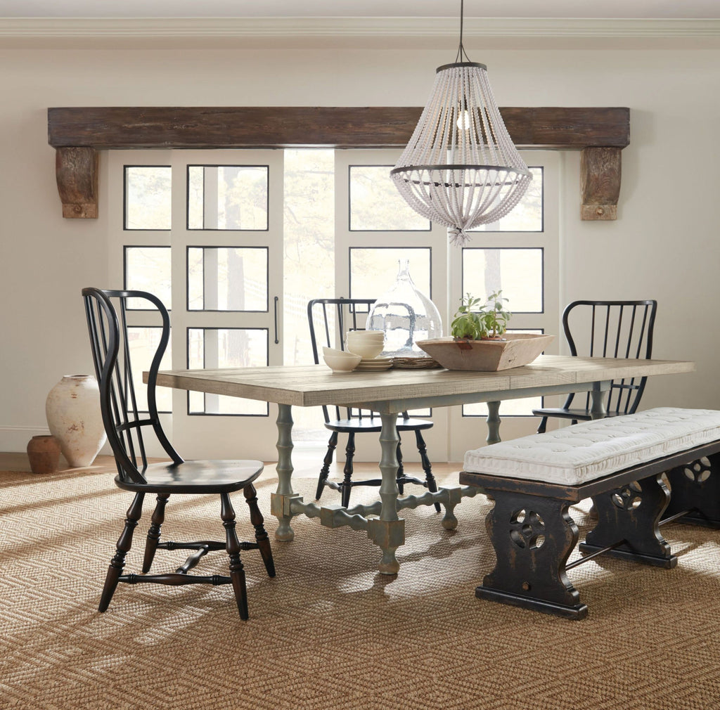 Ciao Bella 84in Trestle Table with 2-18in Leaves-Natural/Gray