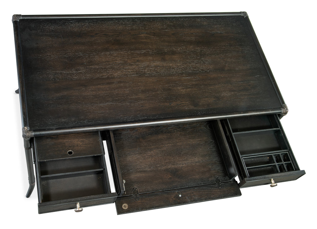 Retreat Pole Rattan Writing Desk | Black Sand