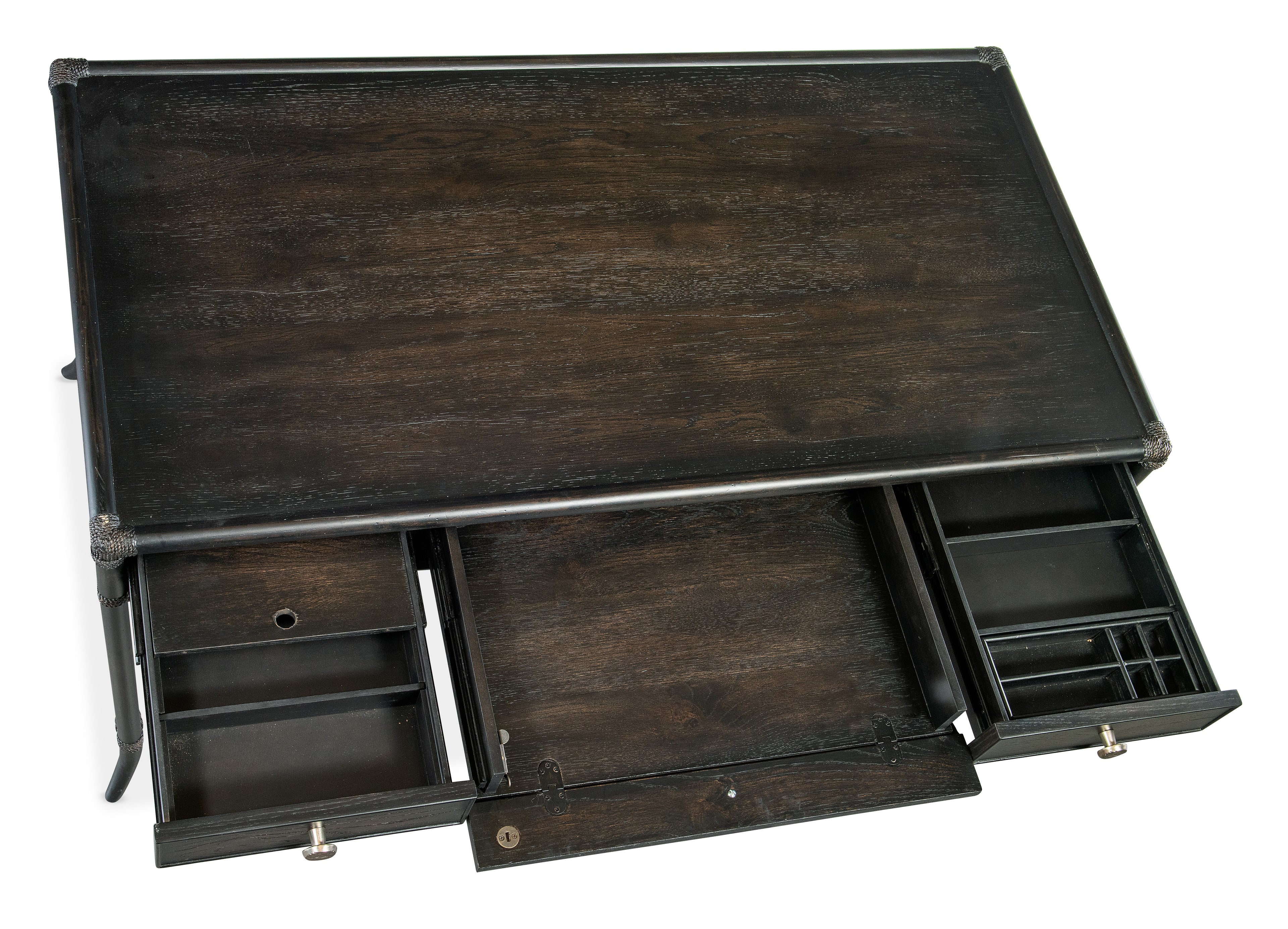 Retreat Pole Rattan Writing Desk | Black Sand