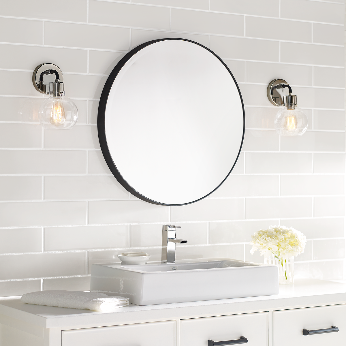 Clara 1 - Light Sconce | Polished Nickel/Textured Black