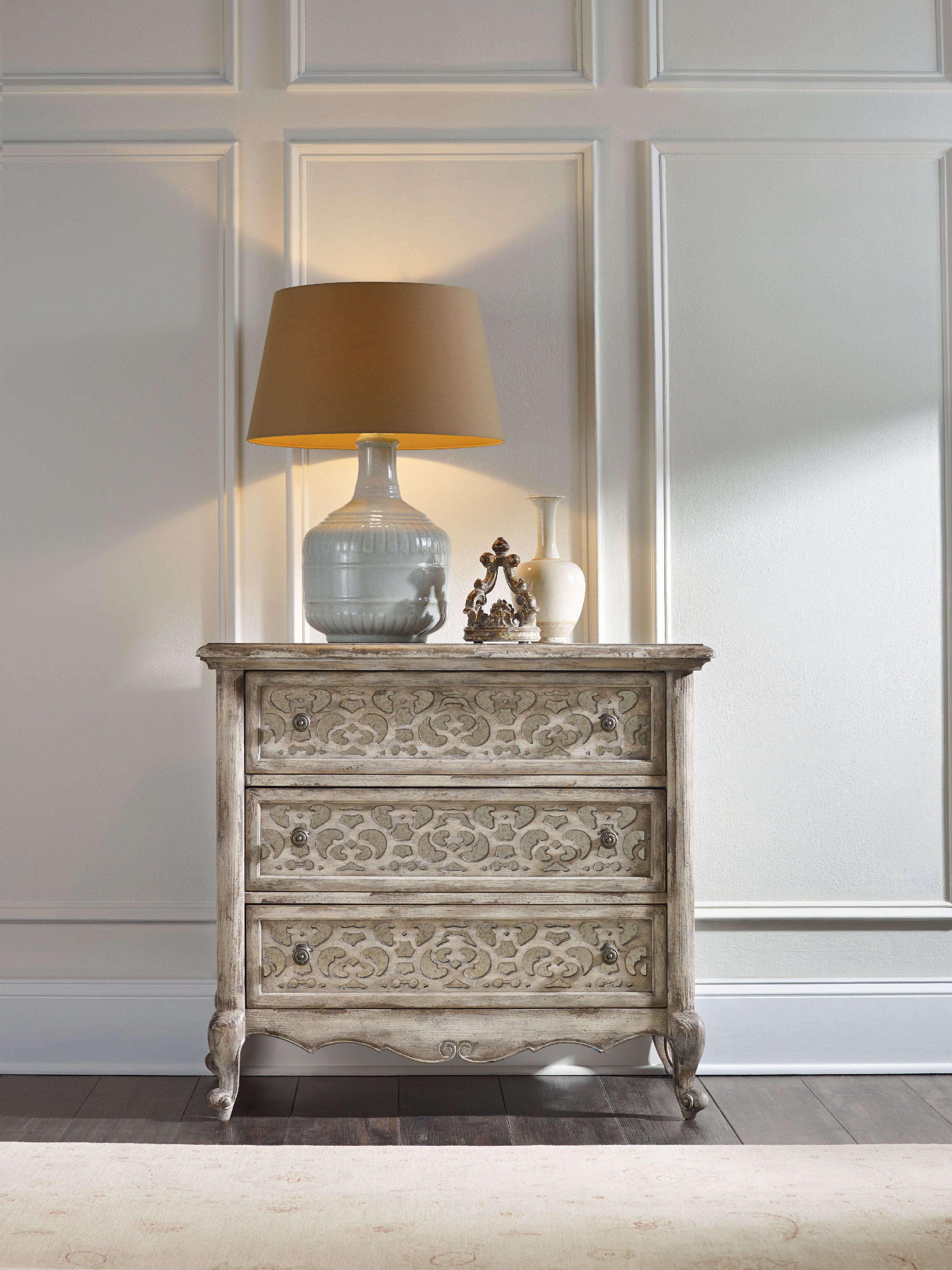 Chatelet Fretwork Nightstand | Vintage White