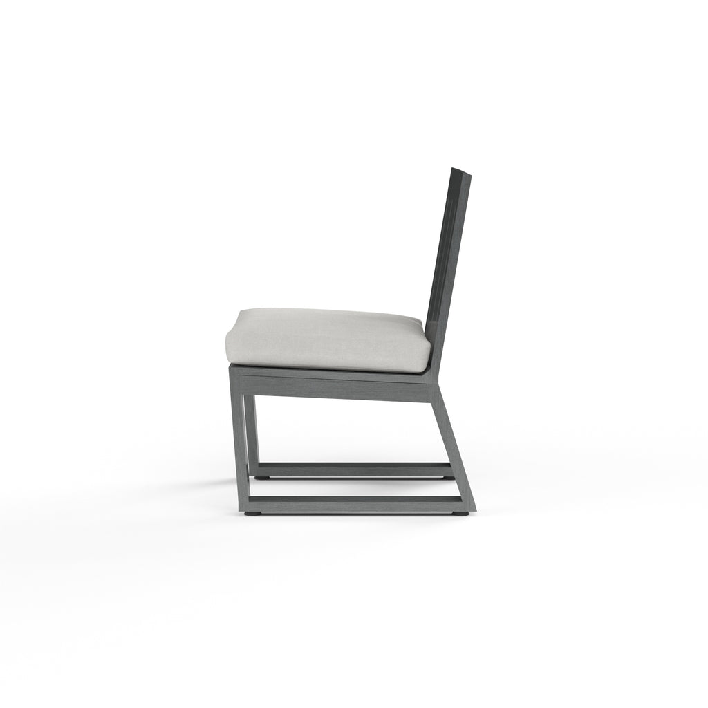Redondo Armless Dining Chair in Cast Silver, No Welt