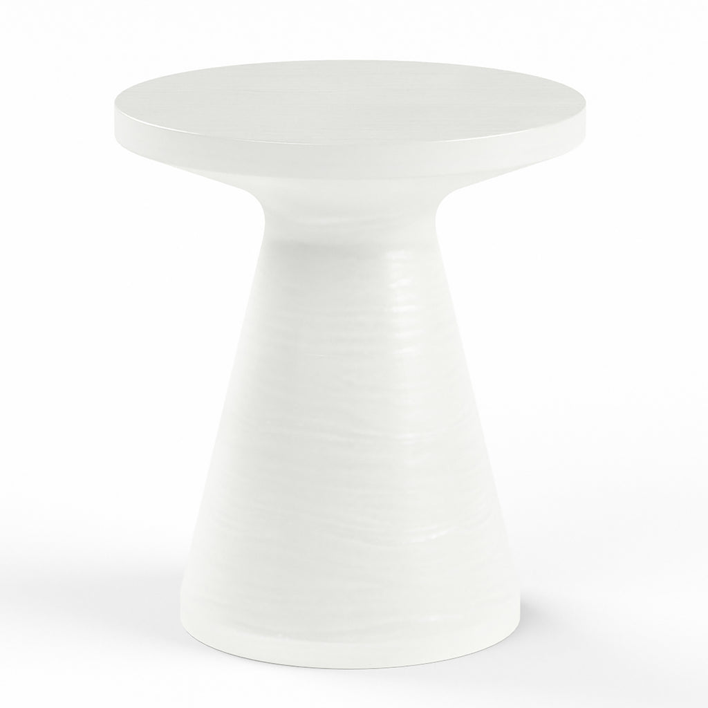 GRC Round End Table, Bone Finish
