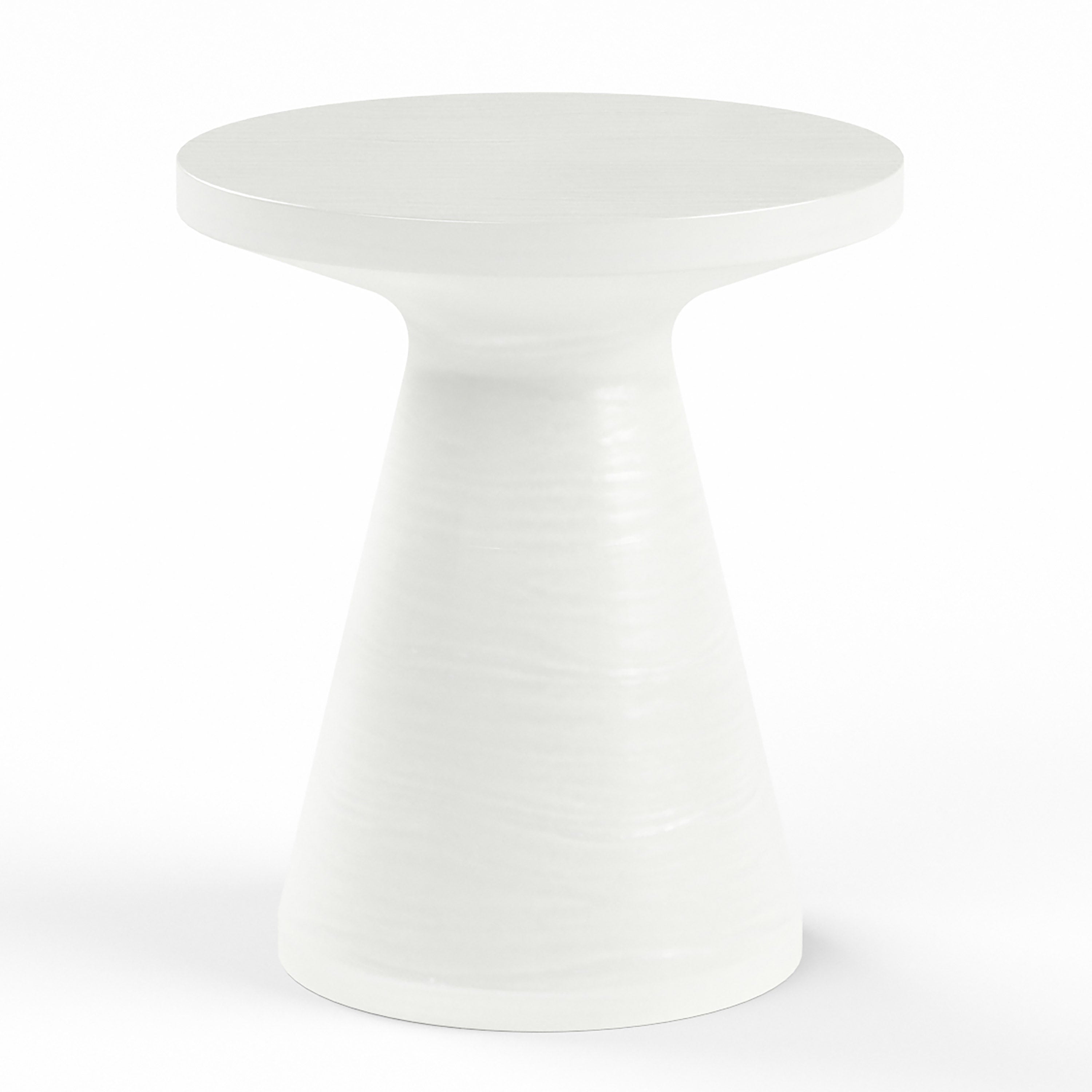 GRC Round End Table, Bone Finish