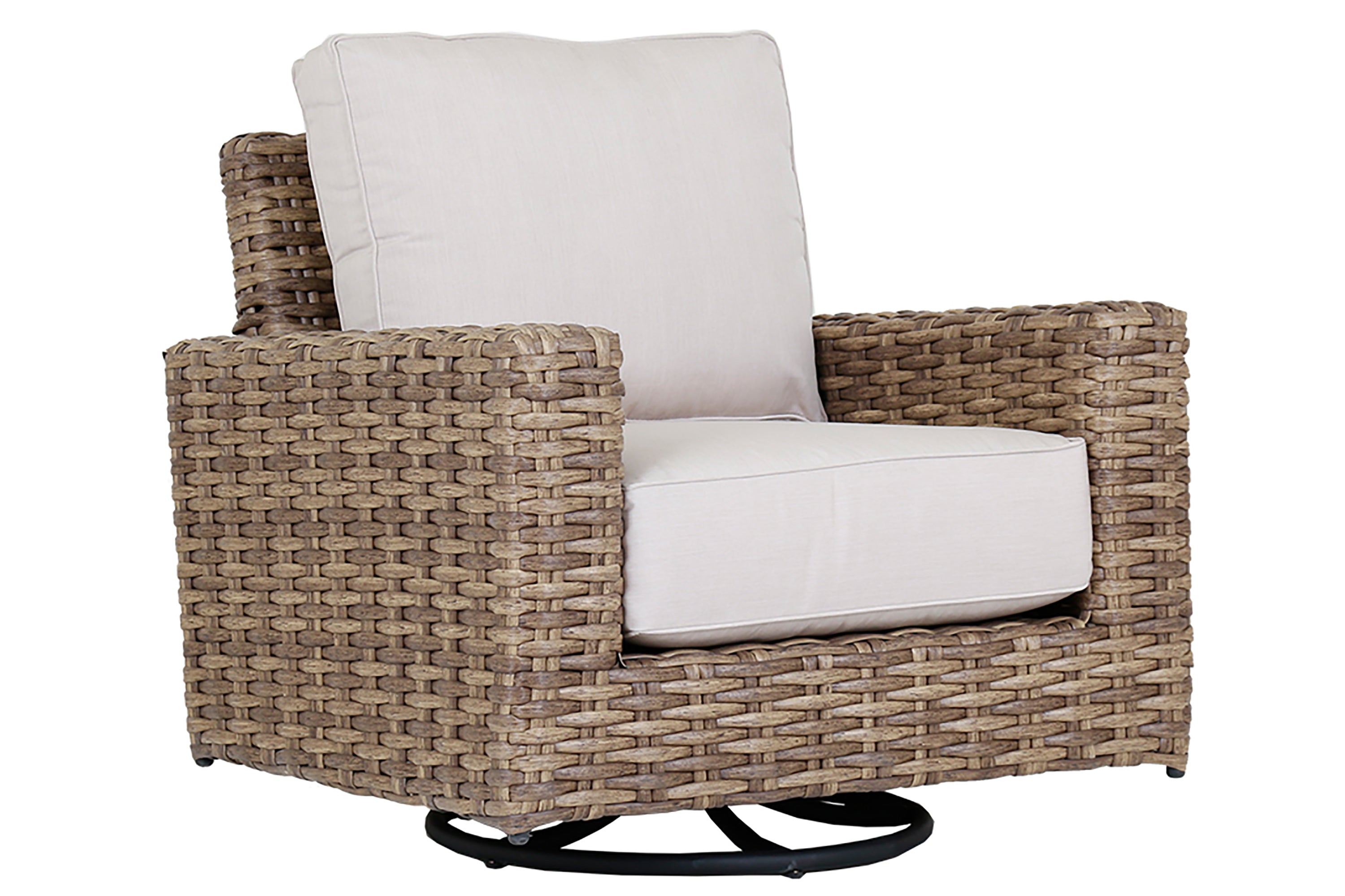 Havana Swivel Club Rocker in Canvas Flax w/ Self Welt