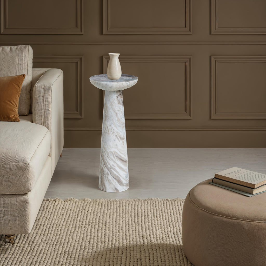 Mercura Side Table | White Marble | Tall
