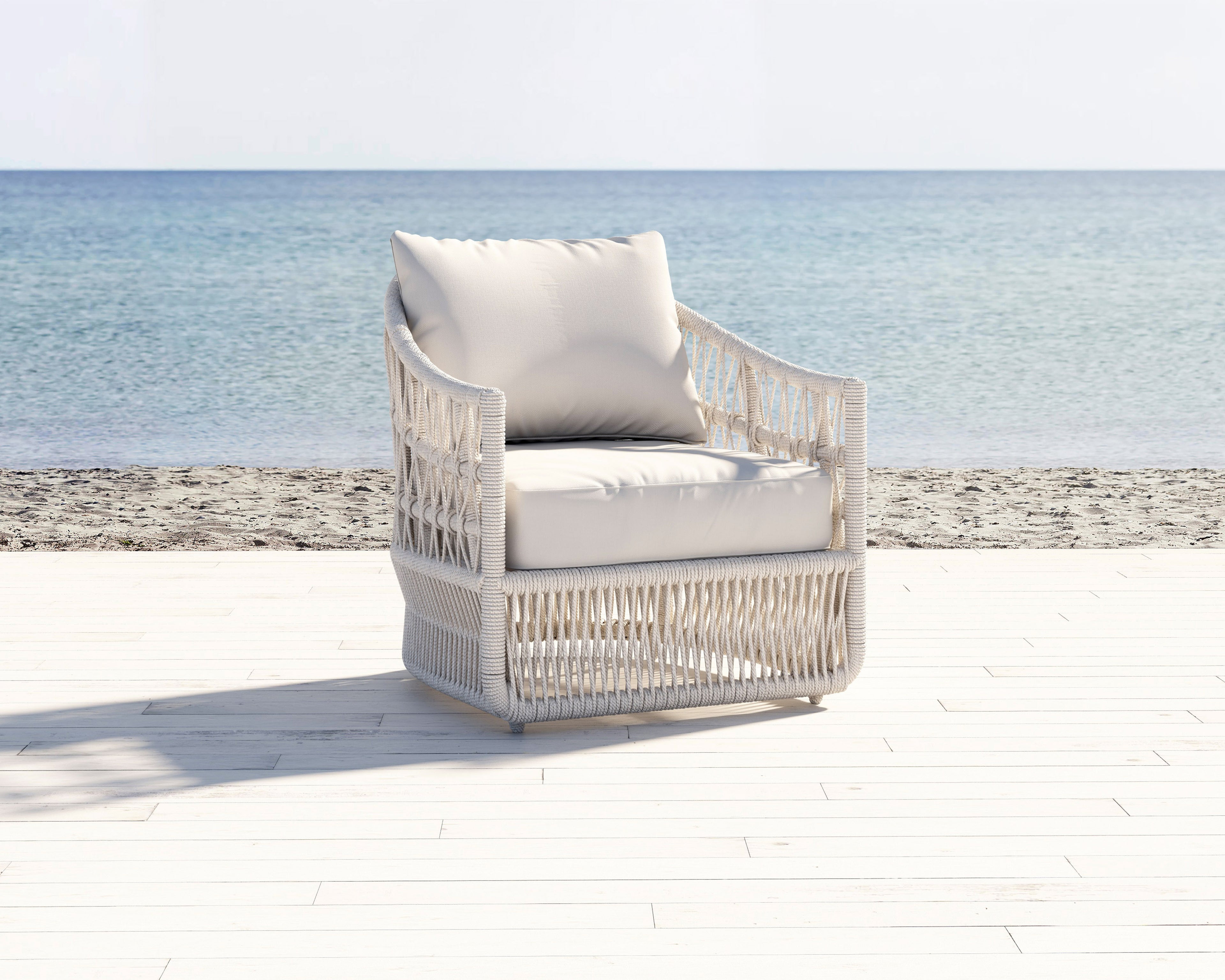 Dana Rope Club Chair in Linen Canvas w/ Self Welt