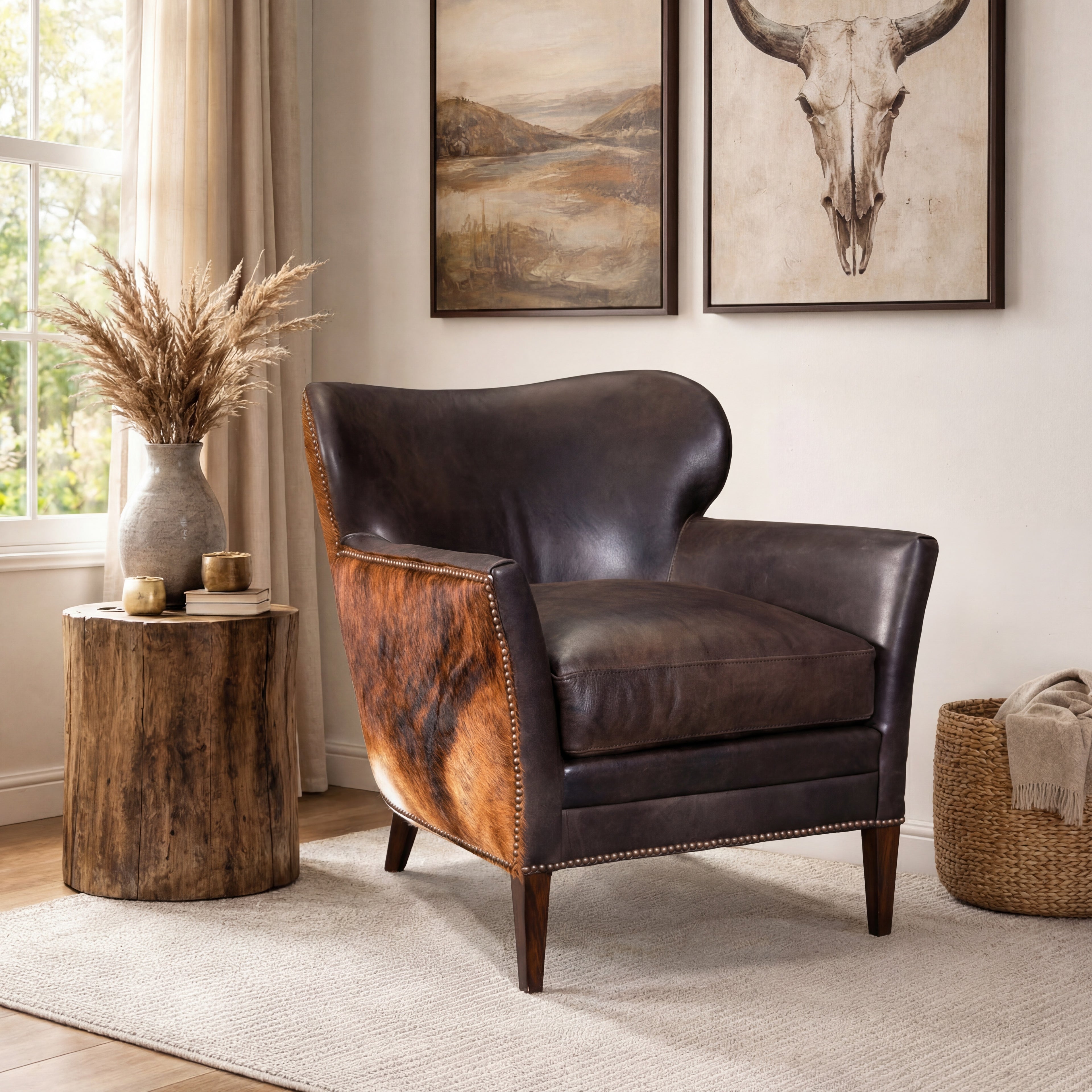 Kato Leather Club Chair with Dark HOH