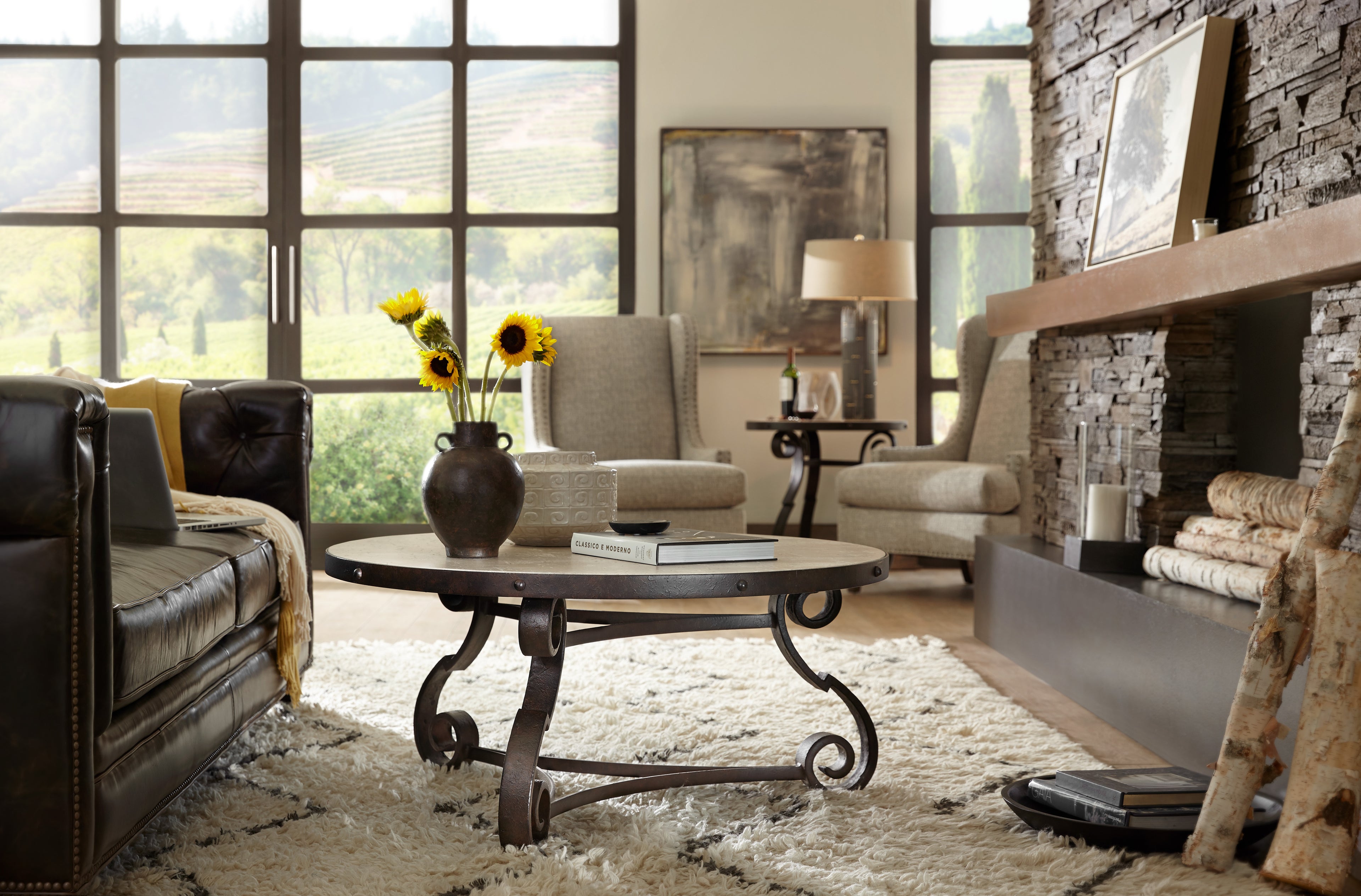 Luckenbach Metal and Stone End Table