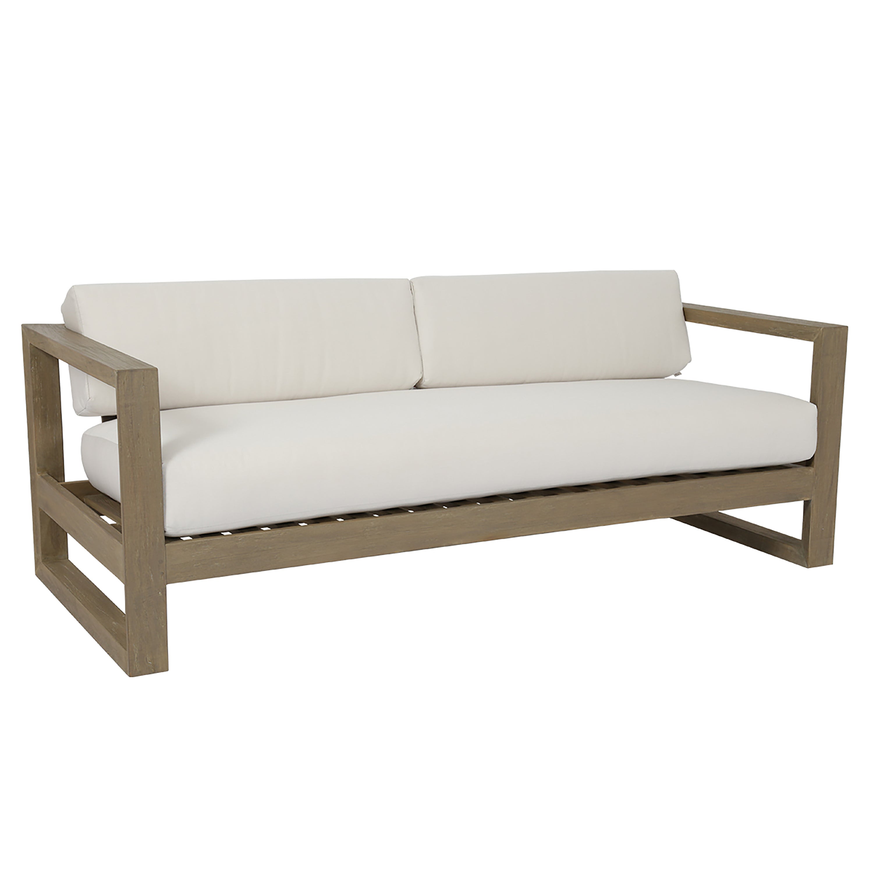 Coastal Teak Sofa in Canvas Canvas, No Welt