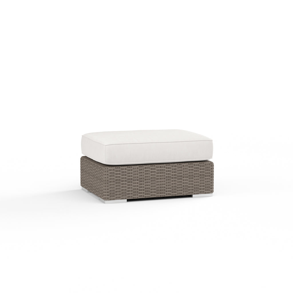 Coronado Ottoman in Canvas Flax w/ Self Welt