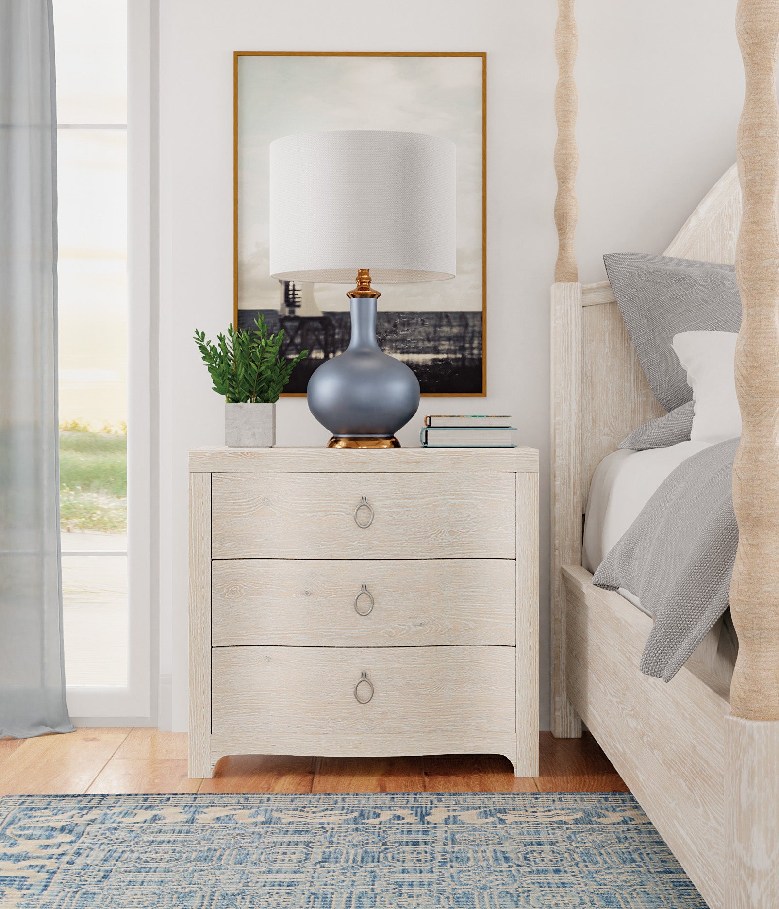 Serenity Antigua Three Drawer Nightstand | Surf