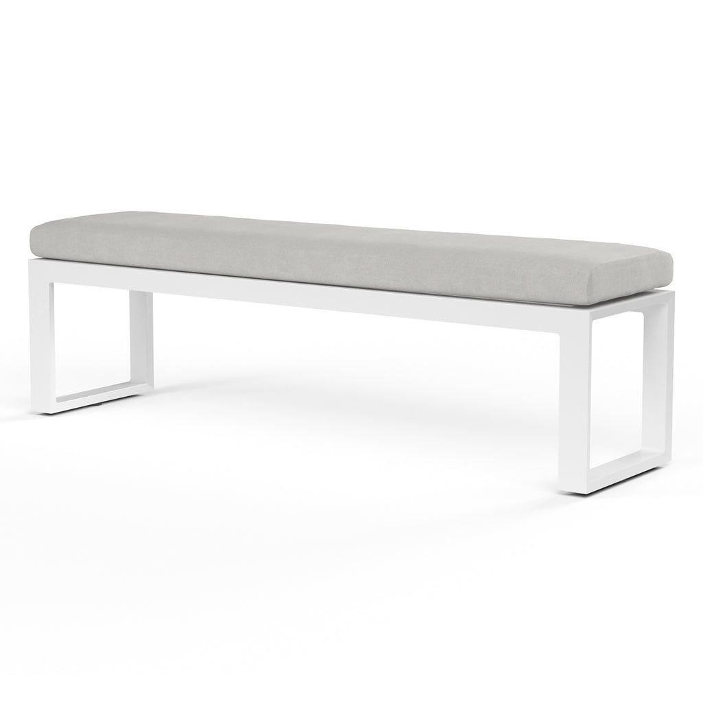 Newport Dining Bench in Cast Silver, No Welt