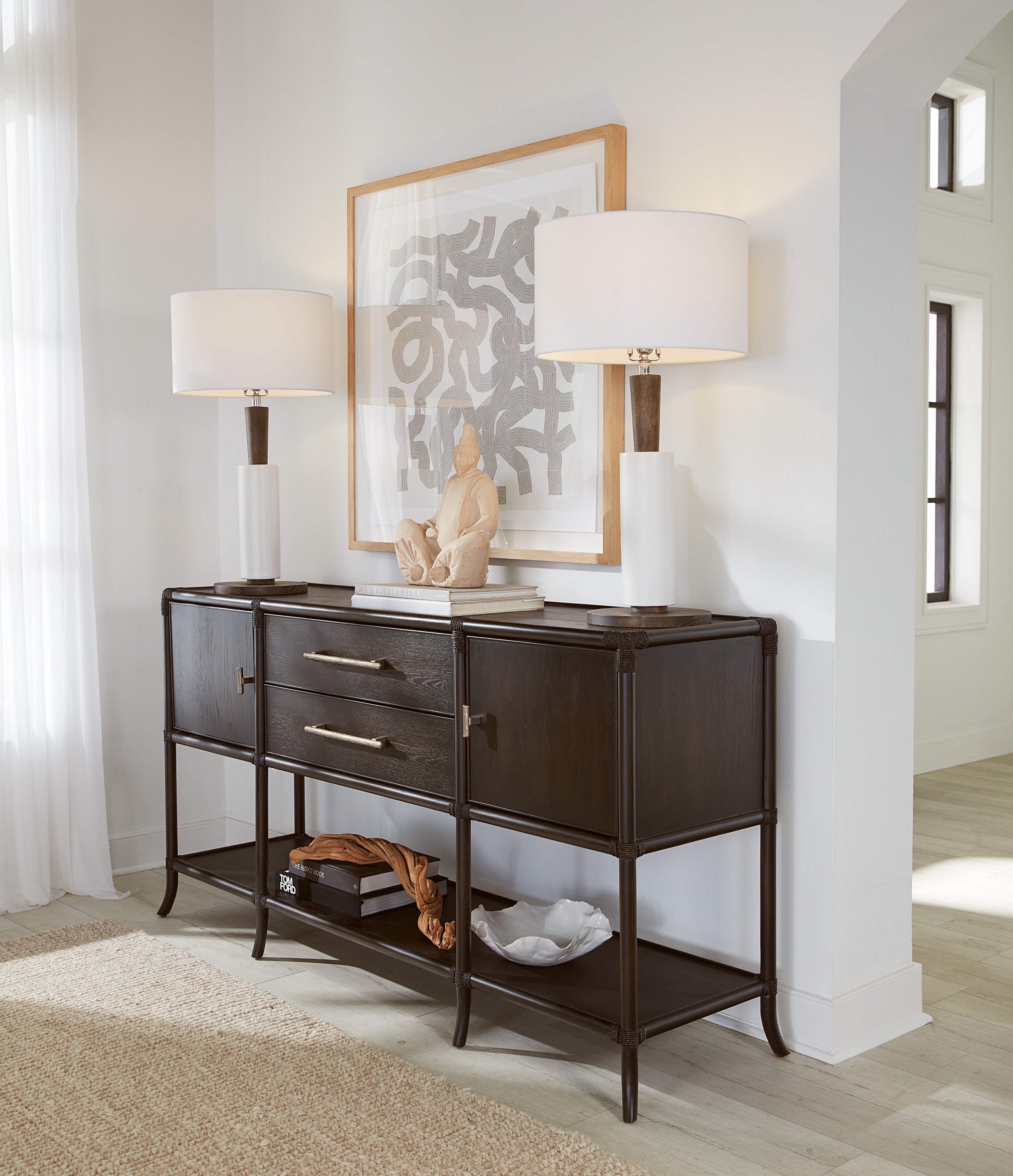 Retreat Pole Rattan Sideboard | Black Sand