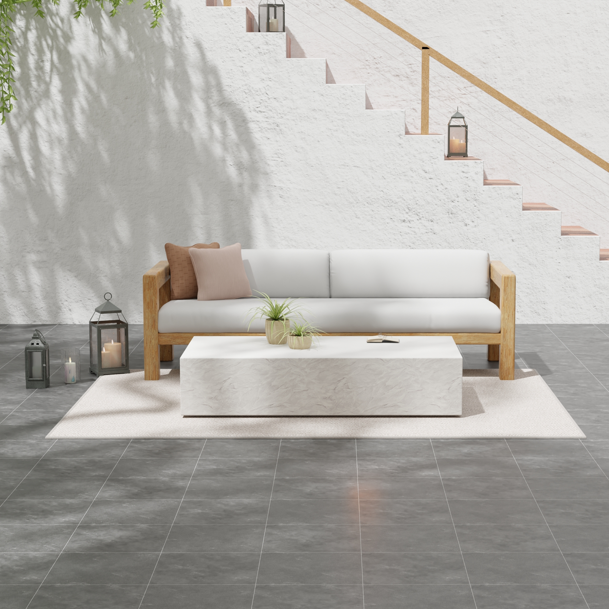 Antique Stone Reactangle Coffee Table