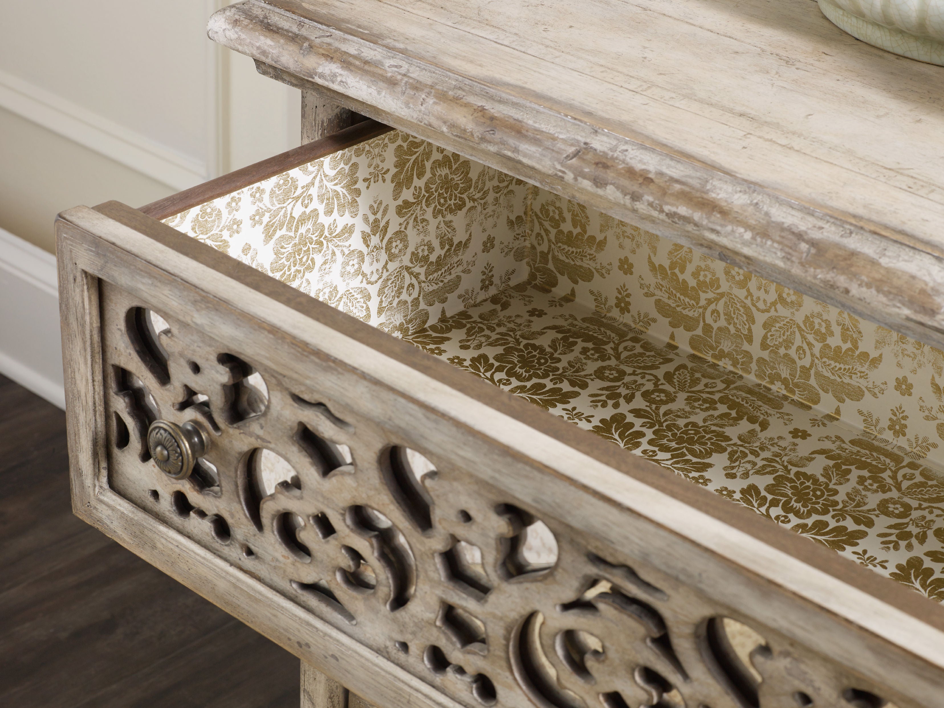 Chatelet Fretwork Nightstand | Vintage White