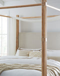 Retreat Pole Rattan Cal King Upholstered Poster Bed withCanopy | Dune
