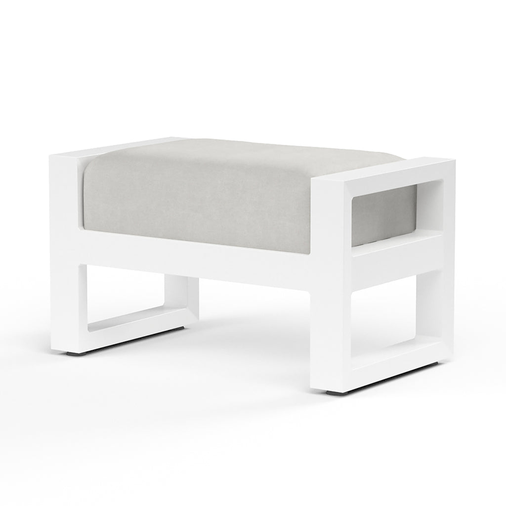 Newport Ottoman in Cast Silver, No Welt