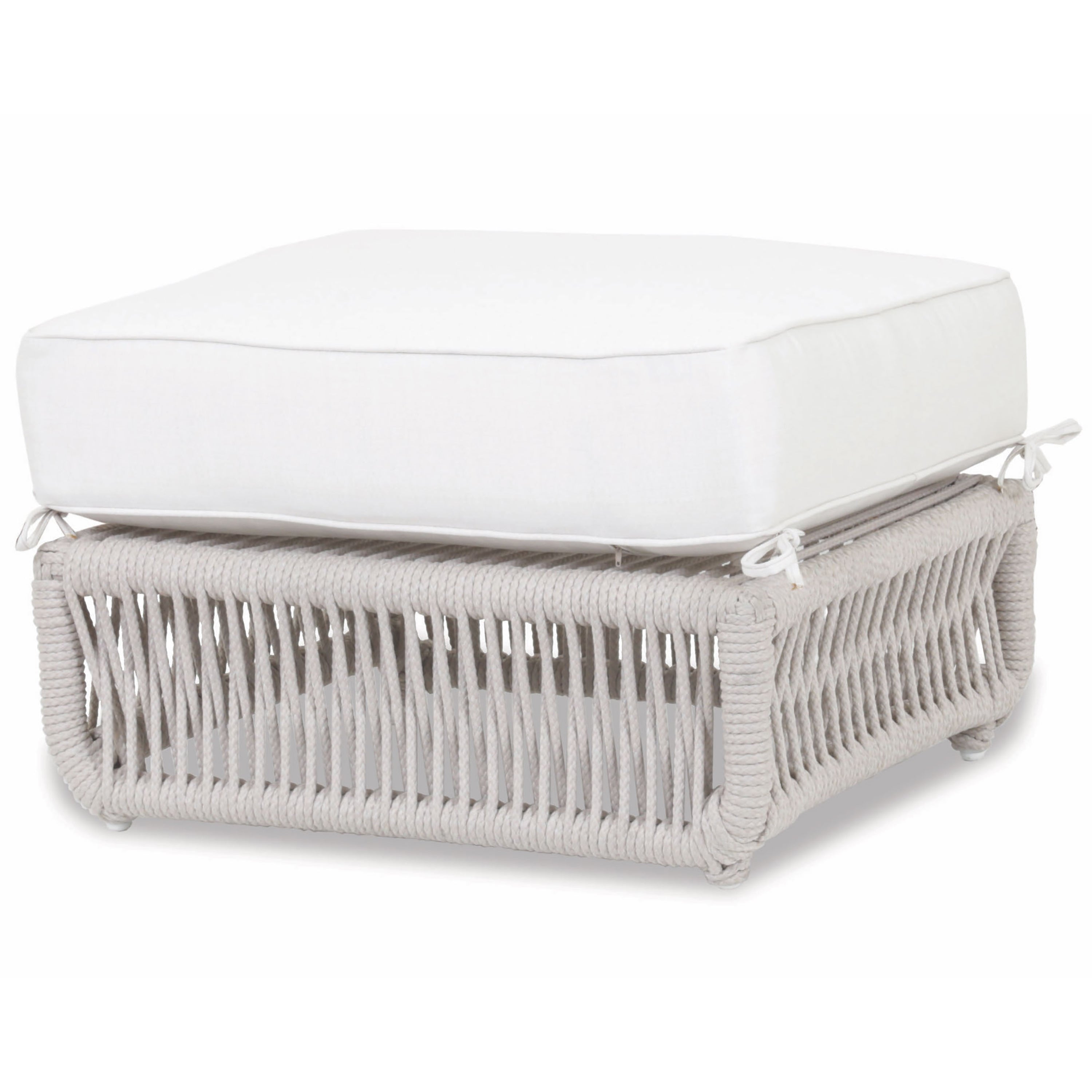 Dana Rope Ottoman in Linen Canvas w/ Self Welt