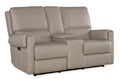 Somers Console Loveseat with Power Recline & Power Headrest | Light Grey