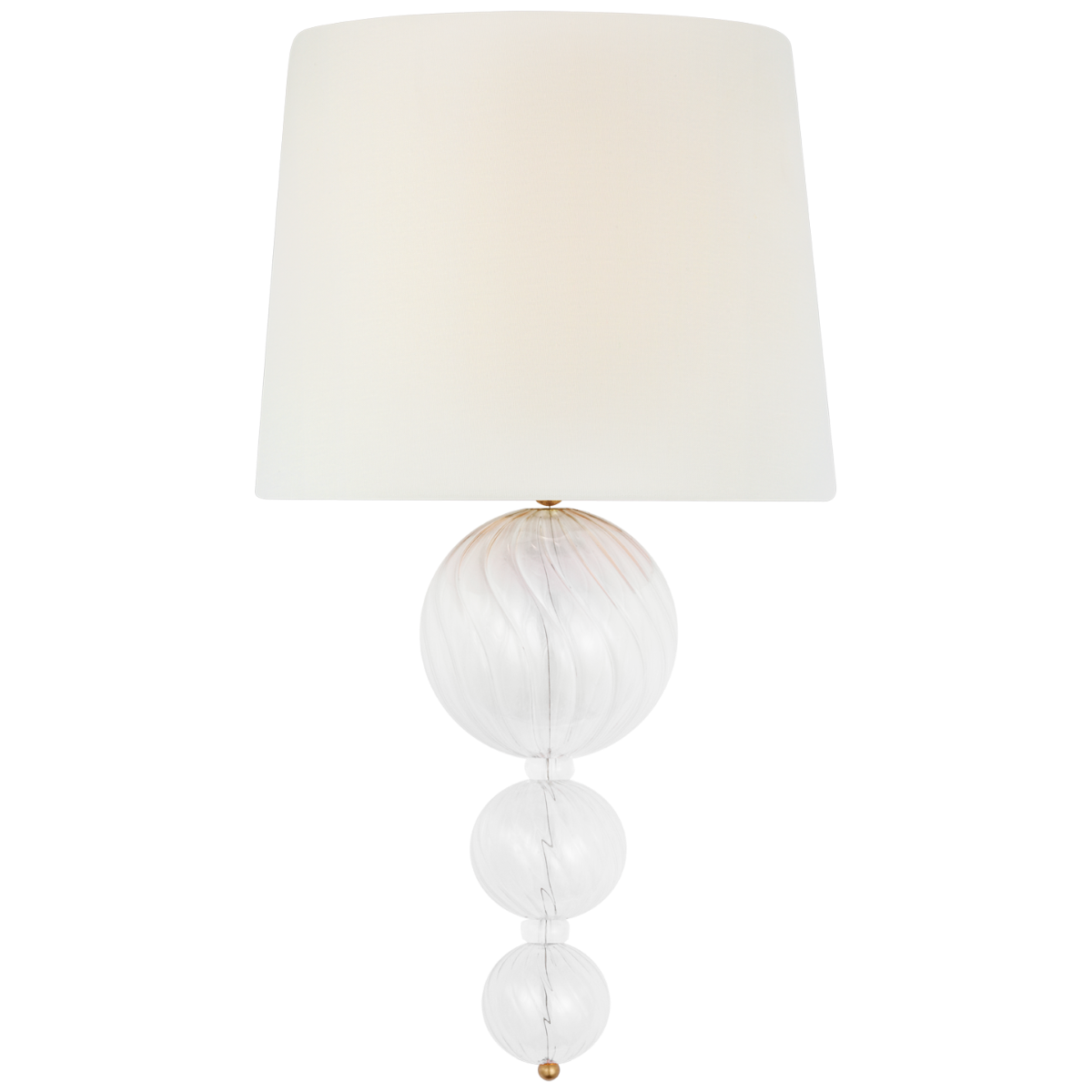 Talia 18" Sconce | Gild and Clear Swirled Glass | Linen Shade