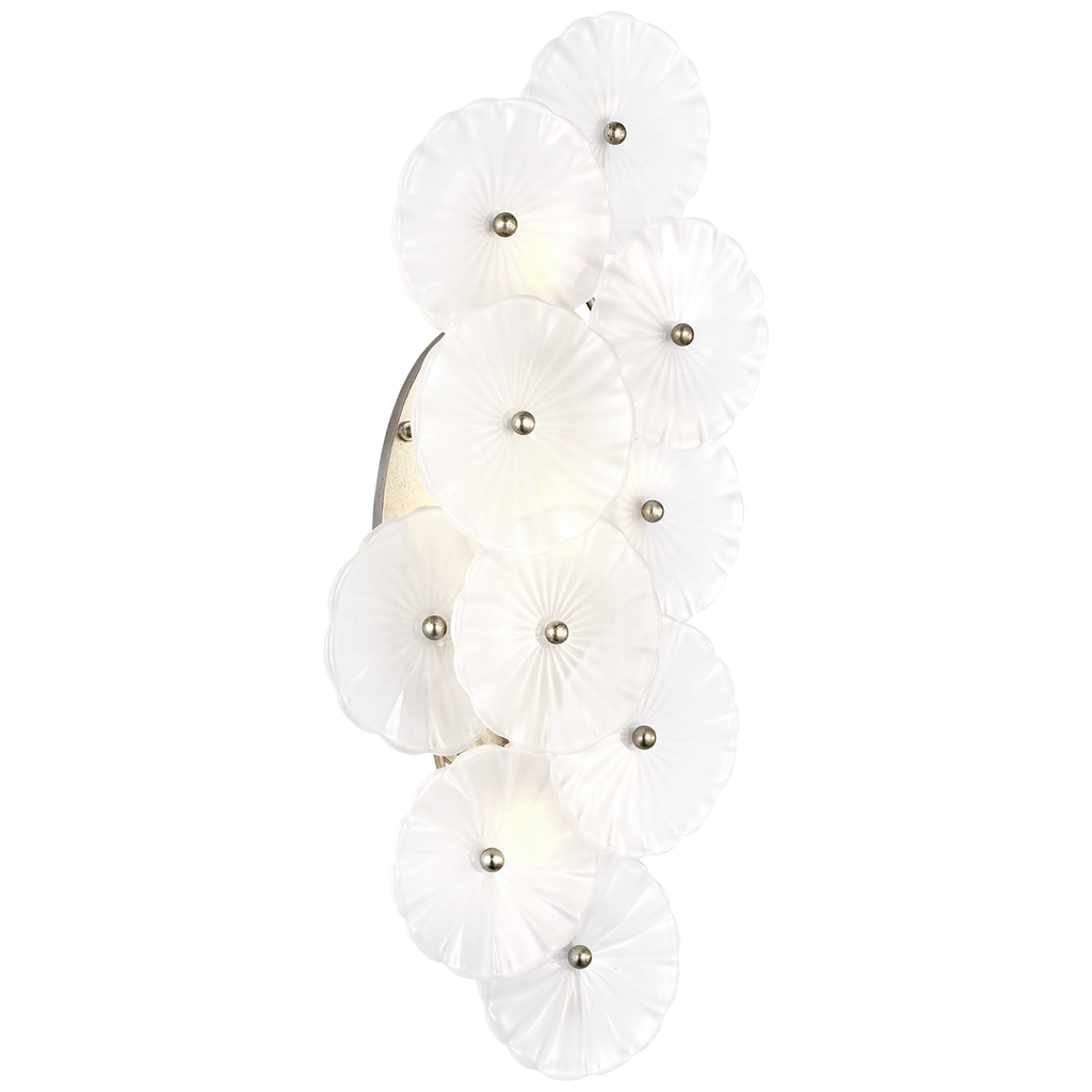 Gianna 21" Layered Sconce | Burnished Silver Leaf | Frosted Glass