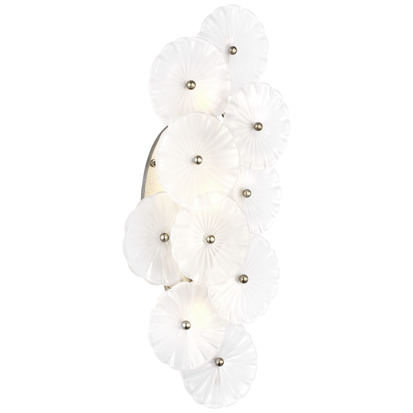 Gianna 21" Layered Sconce | Burnished Silver Leaf | Frosted Glass