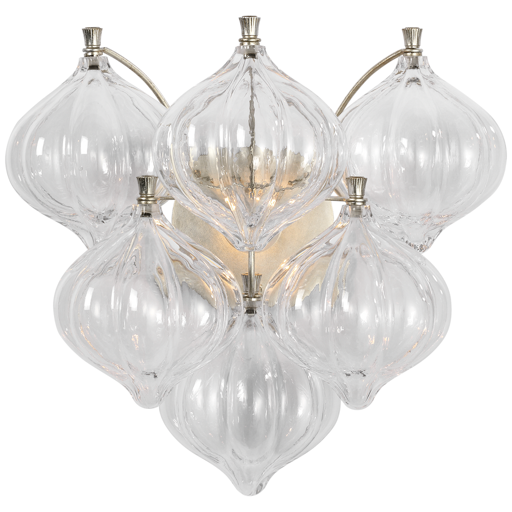 Caselli 15" Sconce | Burnished Silver Leaf | Clear Glass