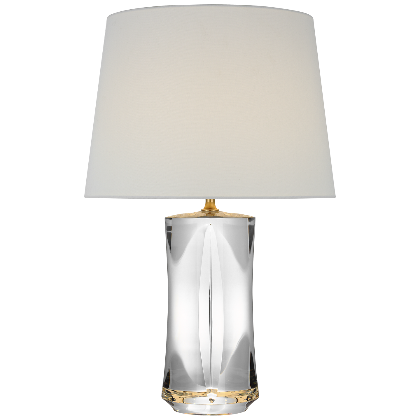 Figlia 27" Cordless V-Cut Round Table Lamp | Crystal | Linen Shade