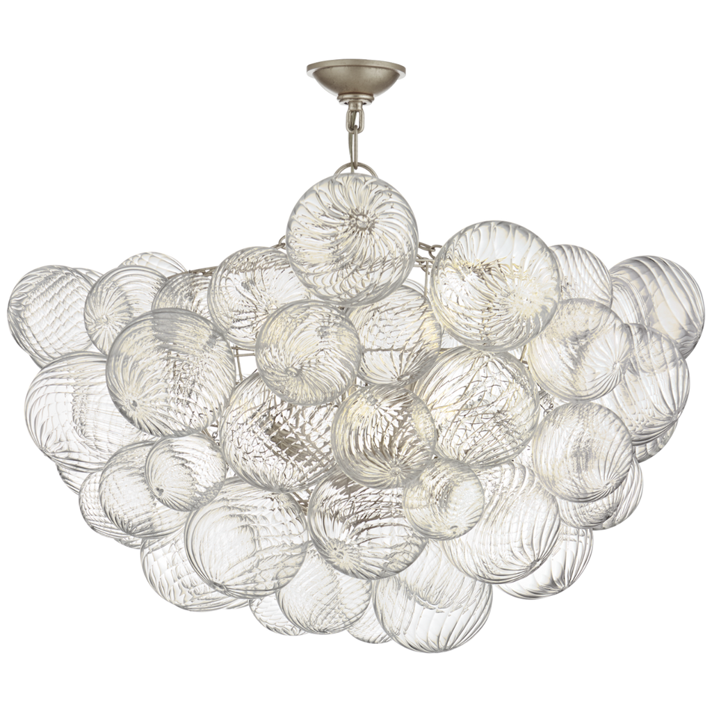 Talia 33" Semi-Flush Mount | Burnished Silver Leaf and Clear Swirled Glass