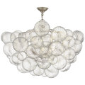 Talia 33" Semi-Flush Mount | Burnished Silver Leaf and Clear Swirled Glass