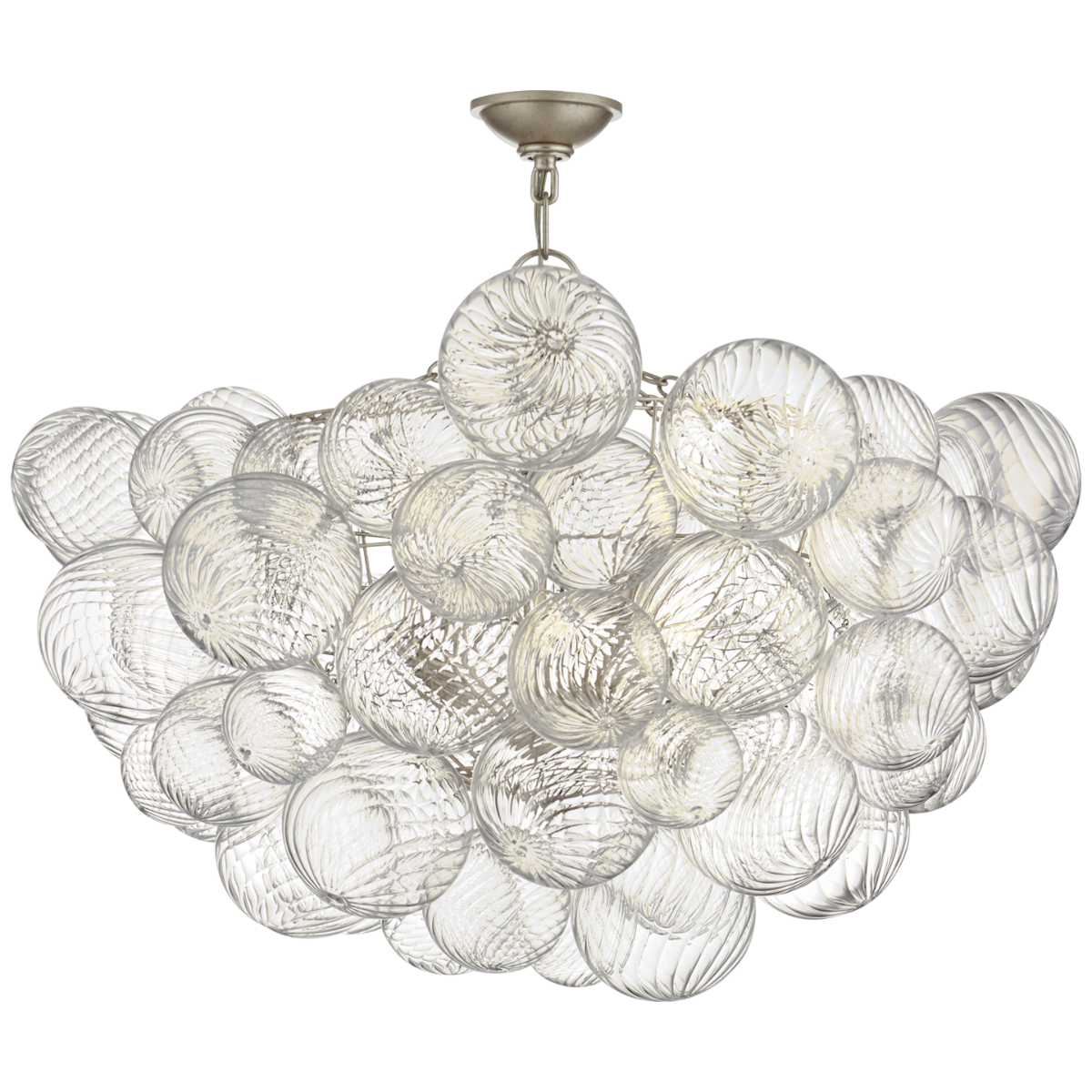Talia 33" Semi-Flush Mount | Burnished Silver Leaf and Clear Swirled Glass