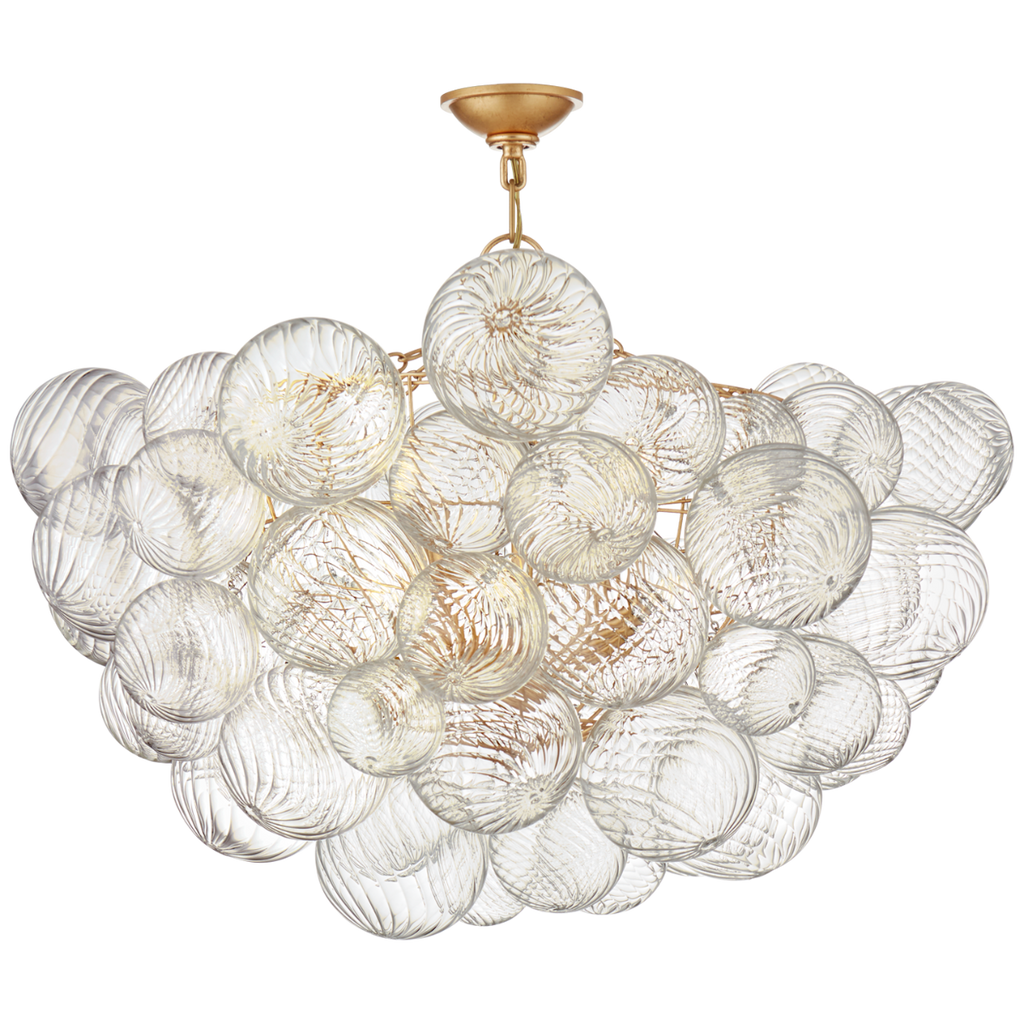 Talia 33" Semi-Flush Mount | Gild and Clear Swirled Glass