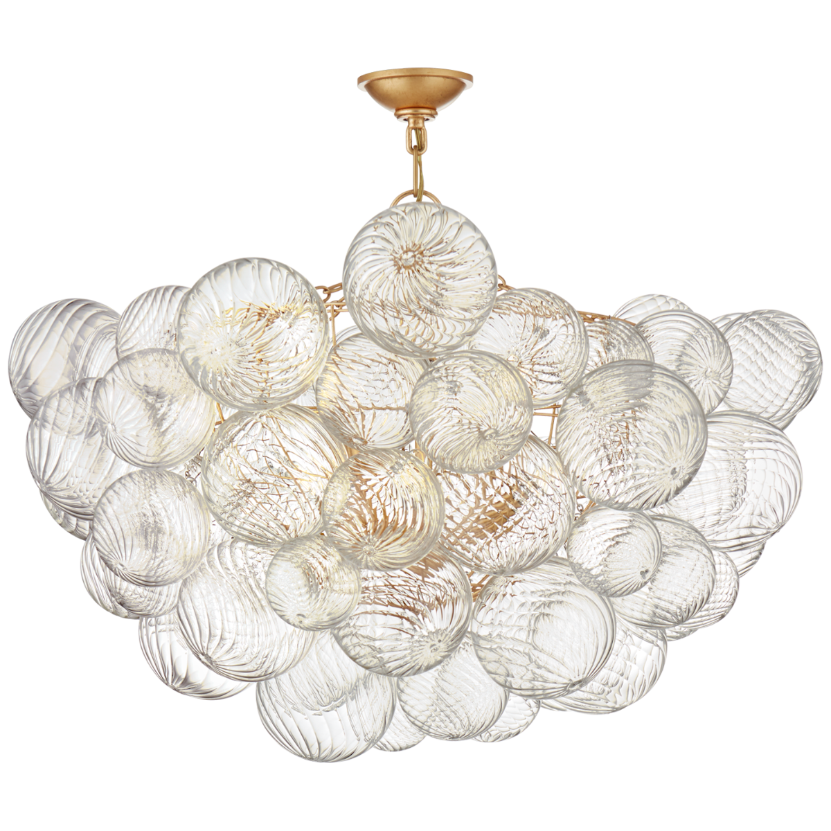 Talia 33" Semi-Flush Mount | Gild and Clear Swirled Glass