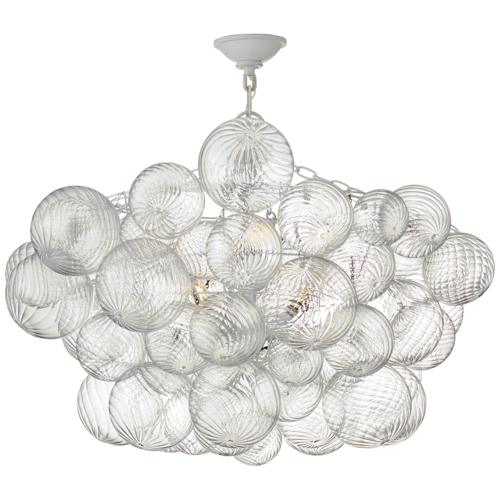 Talia 33" Semi-Flush Mount | Plaster White and Clear Swirled Glass
