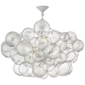 Talia 33" Semi-Flush Mount | Plaster White and Clear Swirled Glass