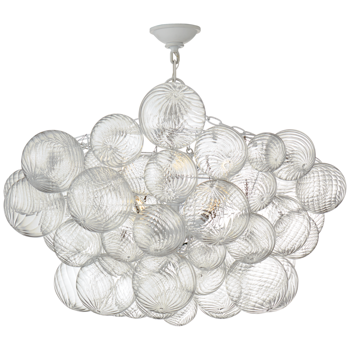 Talia 33" Semi-Flush Mount | Plaster White and Clear Swirled Glass