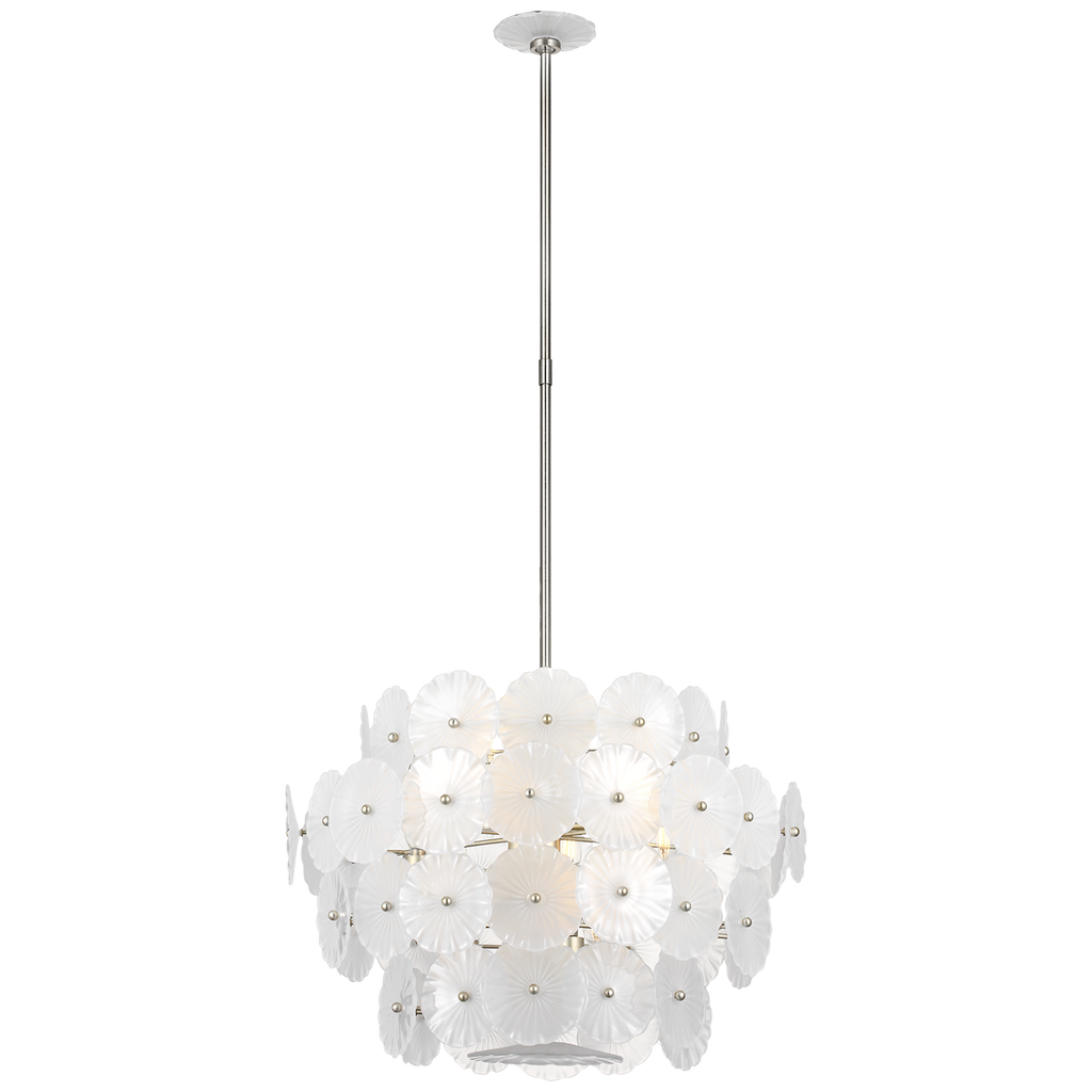 Gianna 24" Chandelier | Burnished Silver Leaf | Frosted Glass