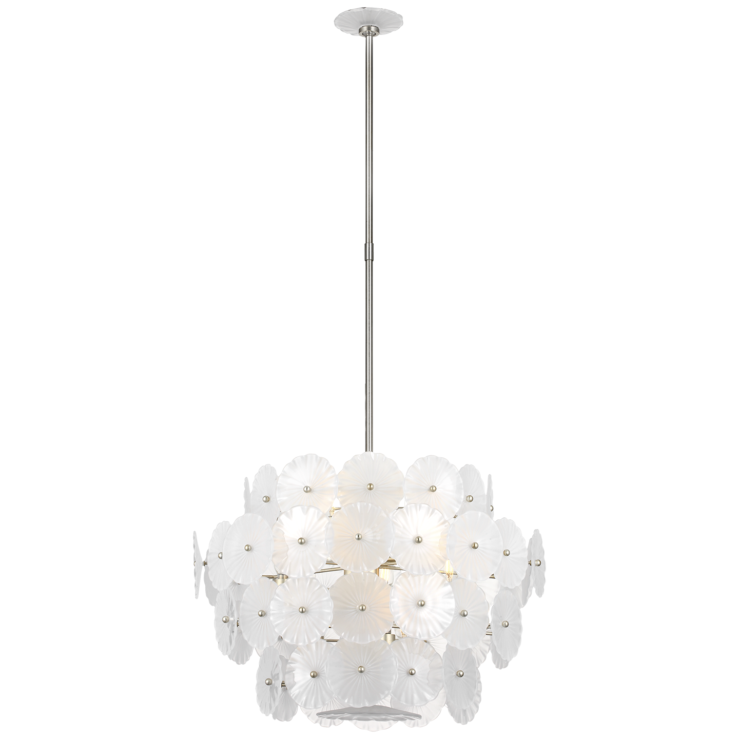 Gianna 24" Chandelier | Burnished Silver Leaf | Frosted Glass