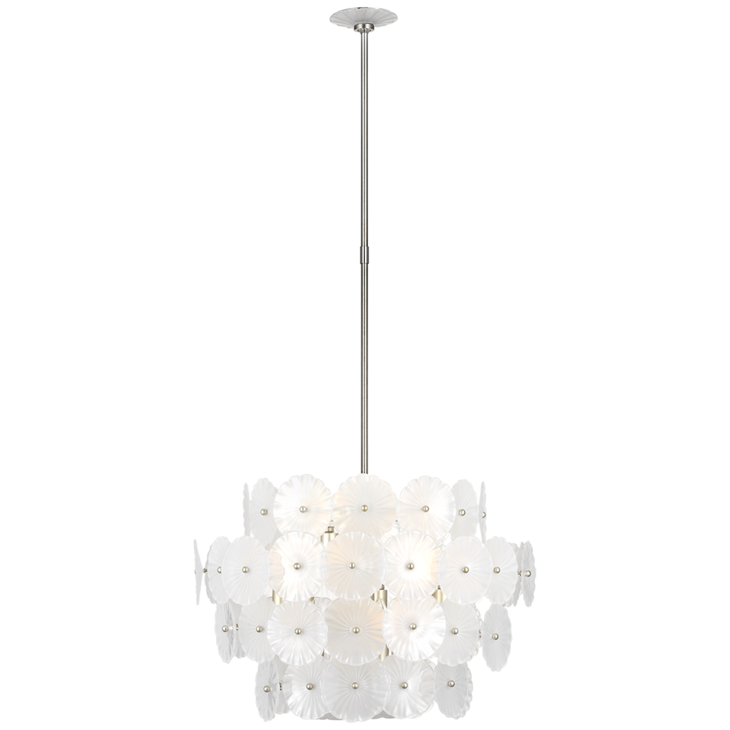 Gianna 24" Chandelier | Burnished Silver Leaf | Frosted Glass