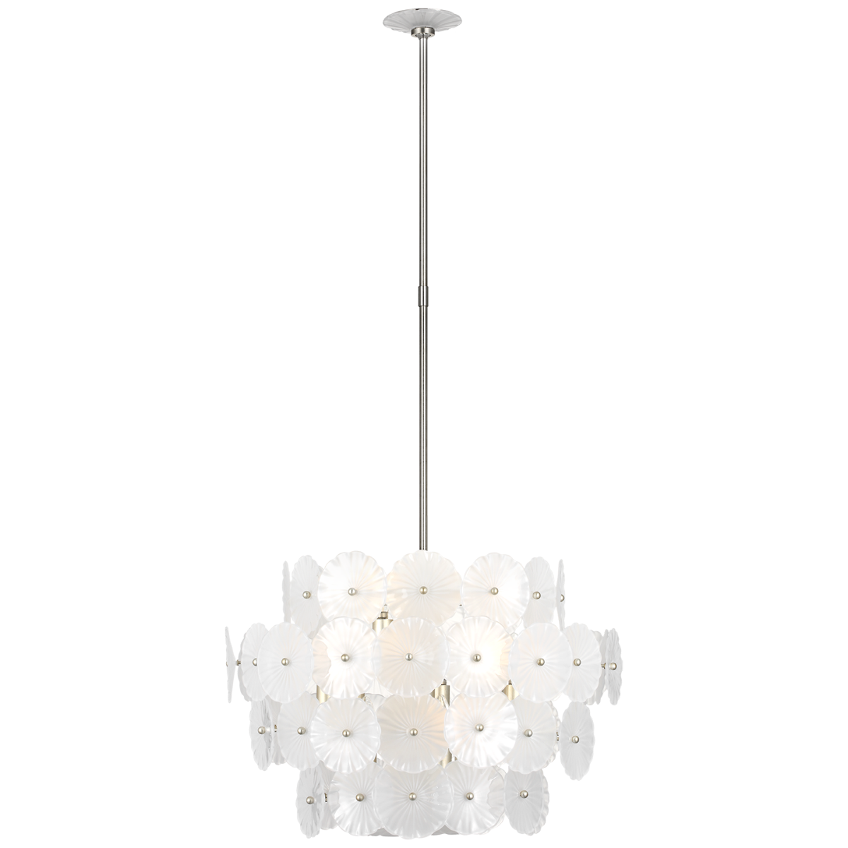 Gianna 24" Chandelier | Burnished Silver Leaf | Frosted Glass