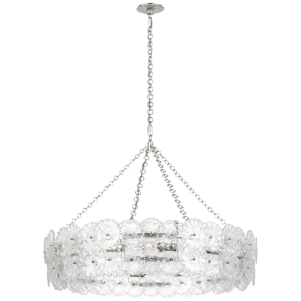 Gianna 36" Ring Chandelier | Burnished Silver Leaf | Clear Glass