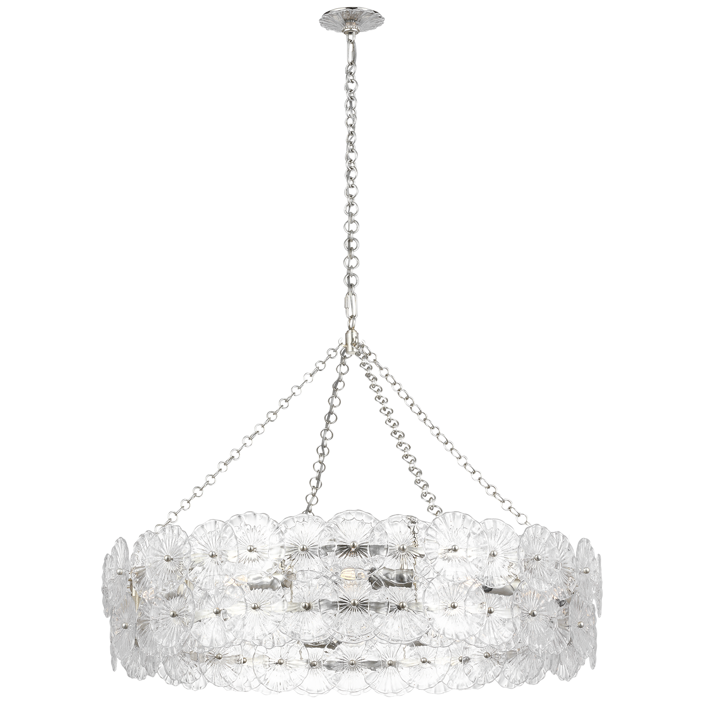 Gianna 36" Ring Chandelier | Burnished Silver Leaf | Clear Glass