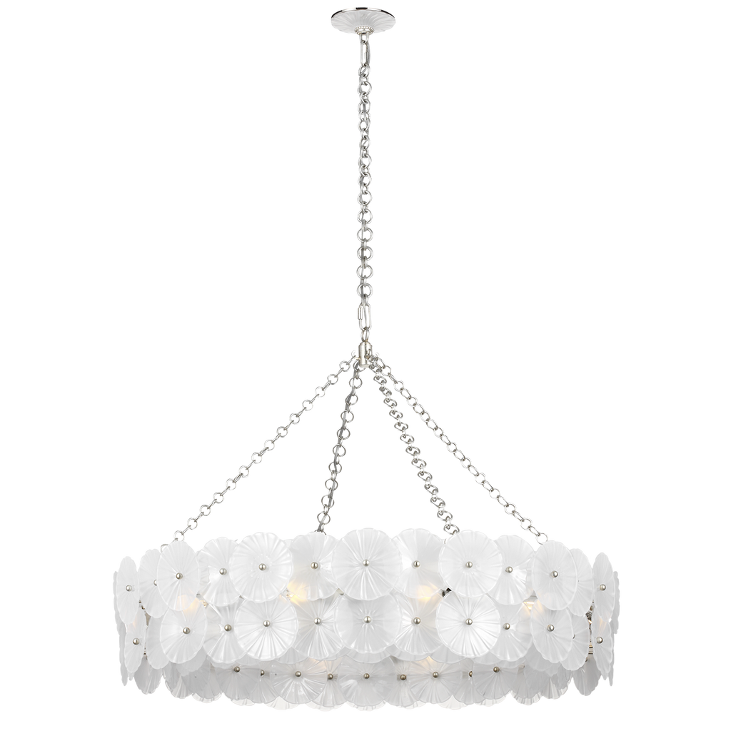 Gianna 36" Ring Chandelier | Burnished Silver Leaf | Frosted Glass
