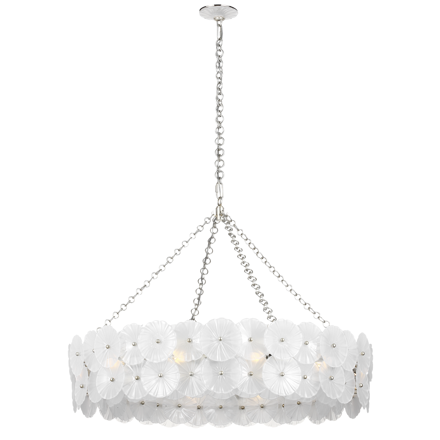 Gianna 36" Ring Chandelier | Burnished Silver Leaf | Frosted Glass